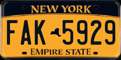 NY license plate FAK5929