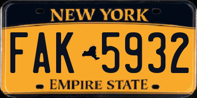 NY license plate FAK5932