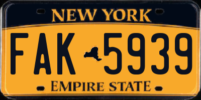 NY license plate FAK5939