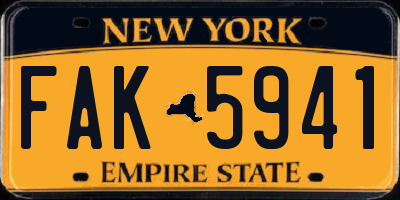 NY license plate FAK5941