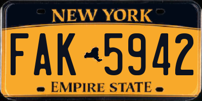 NY license plate FAK5942