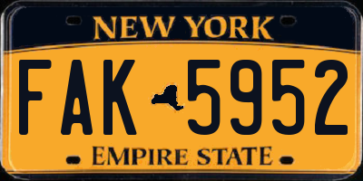 NY license plate FAK5952