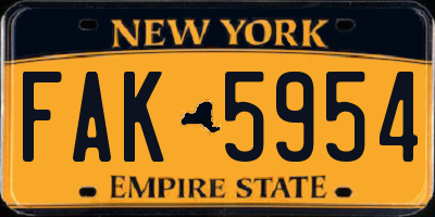 NY license plate FAK5954