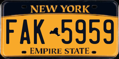 NY license plate FAK5959