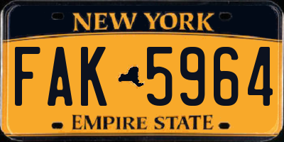 NY license plate FAK5964