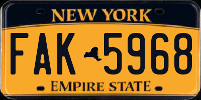 NY license plate FAK5968