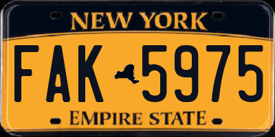 NY license plate FAK5975