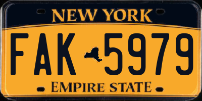 NY license plate FAK5979