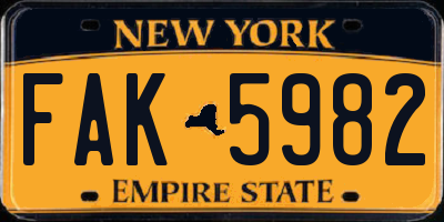 NY license plate FAK5982