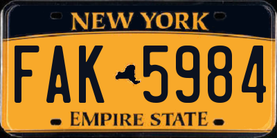 NY license plate FAK5984