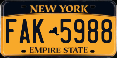 NY license plate FAK5988