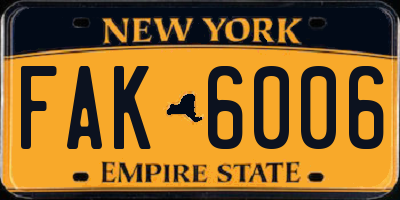 NY license plate FAK6006