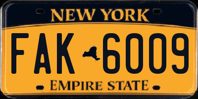 NY license plate FAK6009