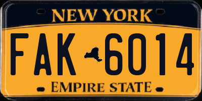NY license plate FAK6014