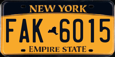 NY license plate FAK6015