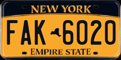 NY license plate FAK6020