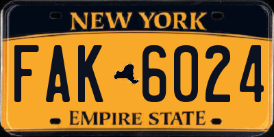 NY license plate FAK6024