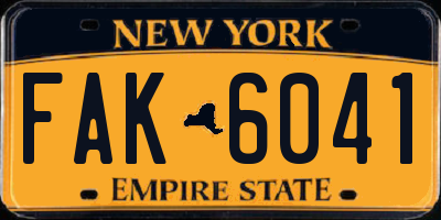 NY license plate FAK6041
