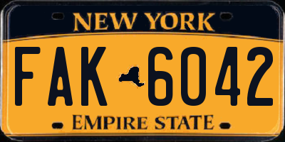 NY license plate FAK6042