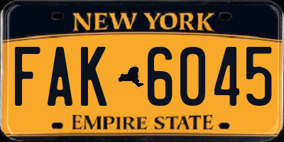 NY license plate FAK6045