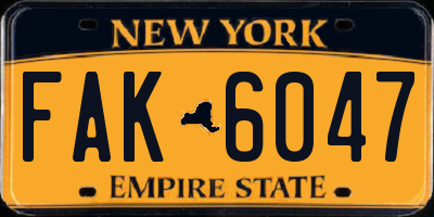 NY license plate FAK6047