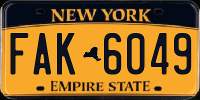 NY license plate FAK6049