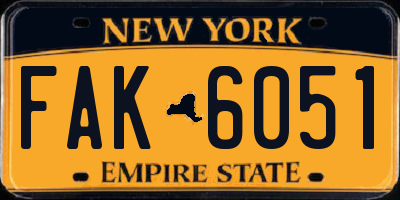 NY license plate FAK6051