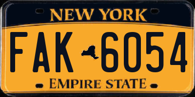 NY license plate FAK6054
