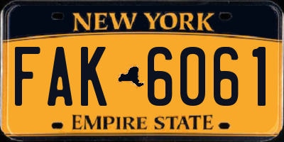 NY license plate FAK6061