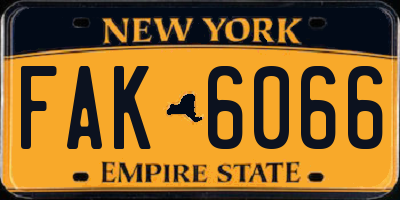NY license plate FAK6066