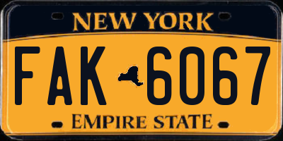 NY license plate FAK6067
