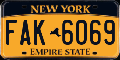 NY license plate FAK6069