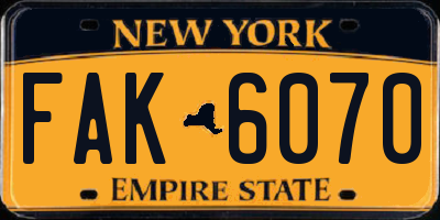 NY license plate FAK6070