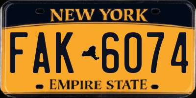 NY license plate FAK6074