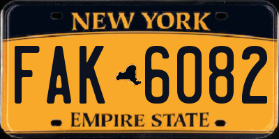 NY license plate FAK6082