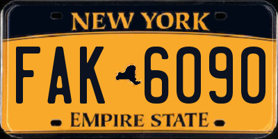 NY license plate FAK6090