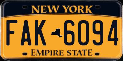 NY license plate FAK6094
