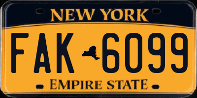 NY license plate FAK6099