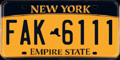NY license plate FAK6111