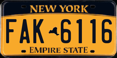 NY license plate FAK6116