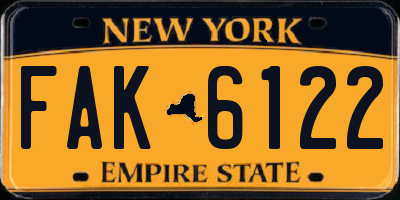 NY license plate FAK6122