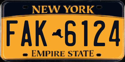 NY license plate FAK6124