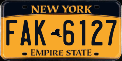 NY license plate FAK6127