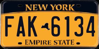 NY license plate FAK6134
