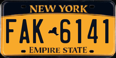 NY license plate FAK6141