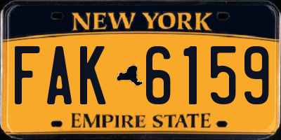 NY license plate FAK6159