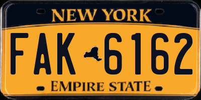 NY license plate FAK6162