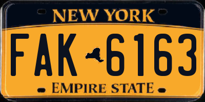 NY license plate FAK6163