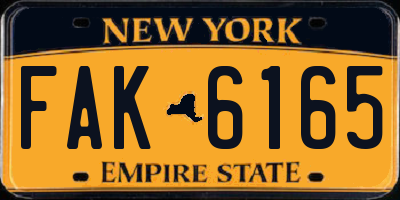 NY license plate FAK6165