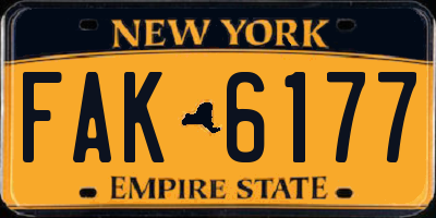 NY license plate FAK6177